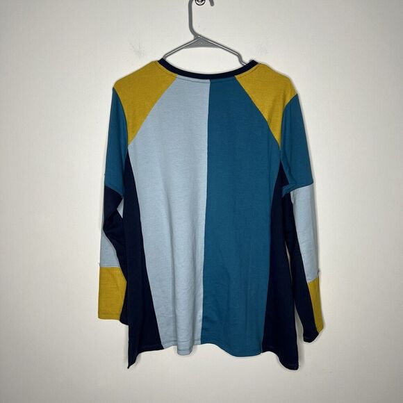 LOGO Lori Goldstein Sweatshirt Womens‎ Medium Blue Colorblock Casual Pullover - Picture 6 of 13